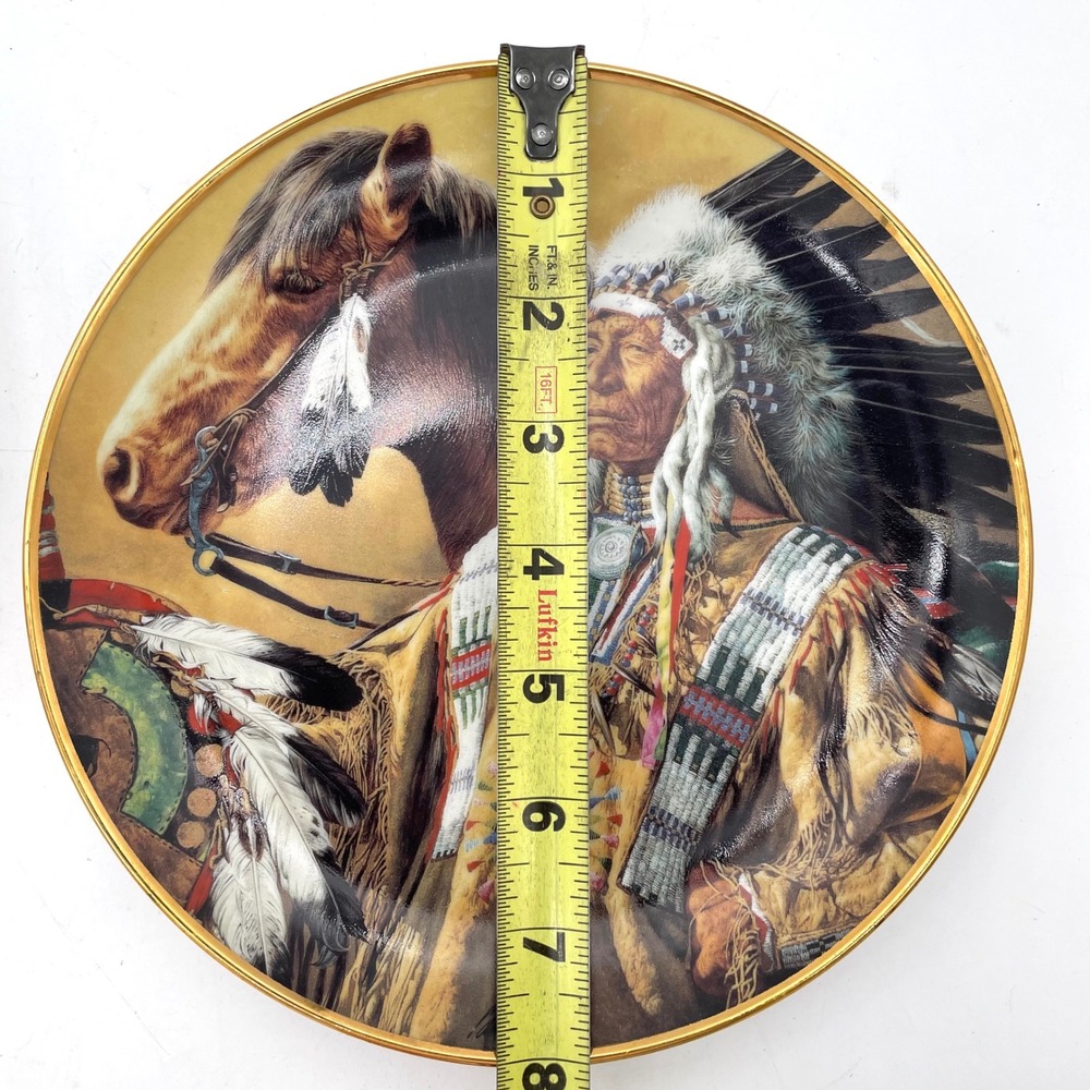 Franklin Mint Collector Plate Pride of the Sioux Paul Calle 8in Gold Rim EX - Picture 3 of 5